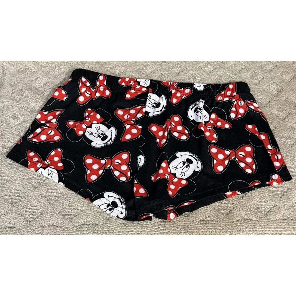 Disney Minnie Mouse Shorts Womens Small Black Red Bow Lounge Sleepwear - Picture 10 of 10